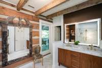 Renovated and expanded secondary bath, with a private covered porch