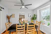 Dining room with plenty of natural light.