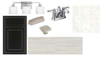 Black cabinets with chrome finish in hall baths!