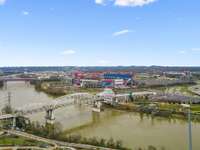 Cross the pedestrian bridge for an easy stroll to the Titans Stadium