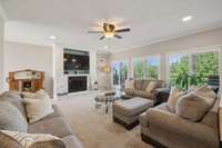 The comforting gas fireplace is the focal point in the Fall & Winter, along with the natural landscape just outside.