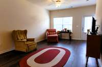 View of the living room from the kitchen.