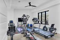 Bedroom 6 in basement being utilized as a gym