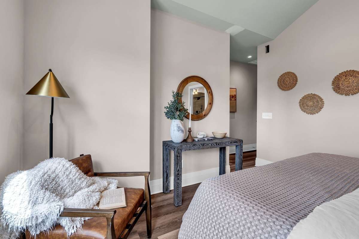 Large Primary Bedroom with Vaulted Ceilings.