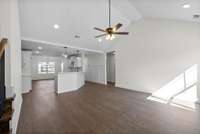 Tall ceilings give this home an airy feeling in the living room.