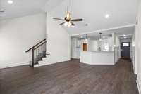 Open concept for the dining, living and kitchen.