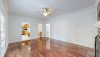 View of the Den featuring beautiful hardwood floors!