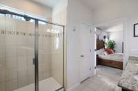 Large stand up tiled shower!