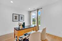This third bedroom is currently set up as a home office—offering a quiet, versatile space that easily adapts to your needs