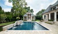 The perfect place to unwind or entertain friends. Very chic pool, pool pavilion with outdoor kitchen and expansive covered back porch. An elite sound system & outdoor lighting makes this outdoor space a dream!