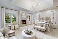 Welcome to the most gorgeous Owners Suite on the market! Note the details like the floor-to-ceiling marble fireplace, tremendous high-pitch center ceiling and fabulous chandelier. A true stunner!