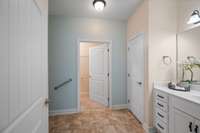 Large walk-in closet, and linen closet
