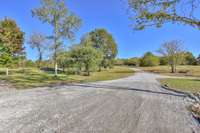 Looking from the garage up the 1/4 mile driveway