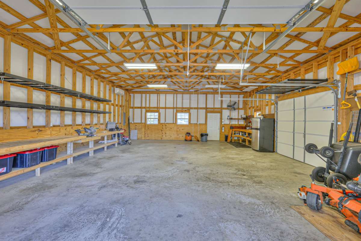Inside the spacious 30'x40' metal barn with twin HVAC split systems