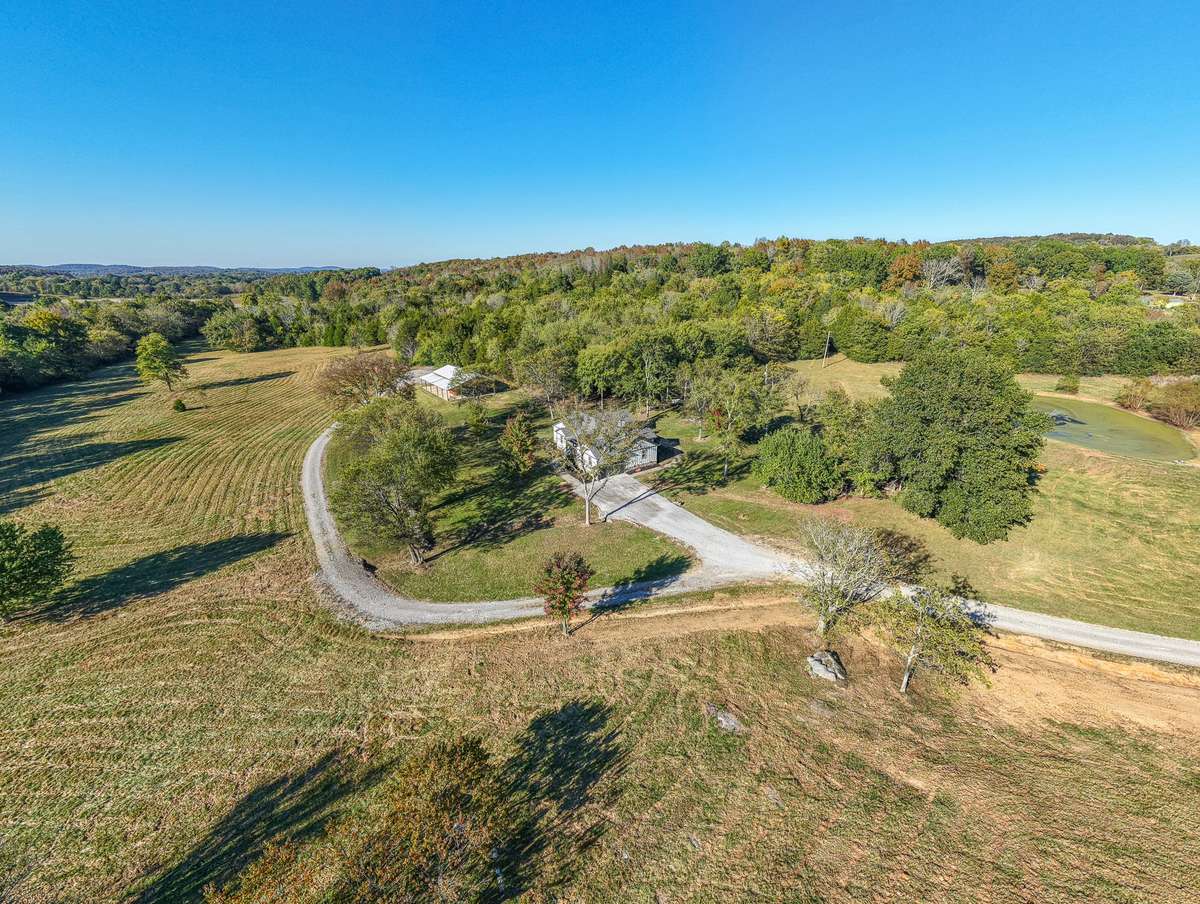 View of the driveway leading back to the barn