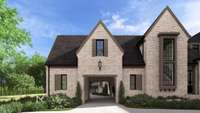 The porte-cochère offers sheltered entry and a stylish transition to the rear of the home.