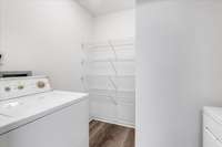 Versatile storage room combined with a convenient laundry area for maximum functionality