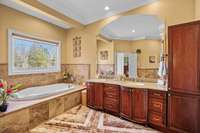 Plenty of storage and a great soaker tub