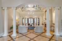 Stately living room, inviting and warm.