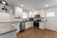 Granite countertops with stainless appliances