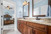 Double vanities in jack & jill bath