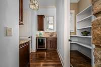 Butlers Pantry and Built-in Pantry are both right off the kitchen by the Sub-Zero refrigerator and Thermidor stove.