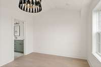 Vaulted ceiling in primary with