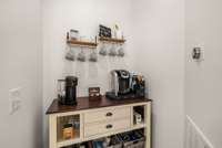 Coffee nook off of kitchen gives you additonal space.