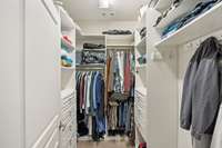walk-in closet with custom storage features