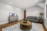 Versatile bonus space! This spacious second-level bonus room is perfect for a media room, play area, or lounge. Upstairs, you'll also find four bedrooms and two full bathrooms, offering comfort and convenience for family and guests.