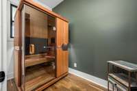 Your private wellness retreat! This dedicated sauna room offers the perfect space to relax and rejuvenate. The Sunlighten sauna is negotiable, providing an opportunity to customize your luxury living experience.