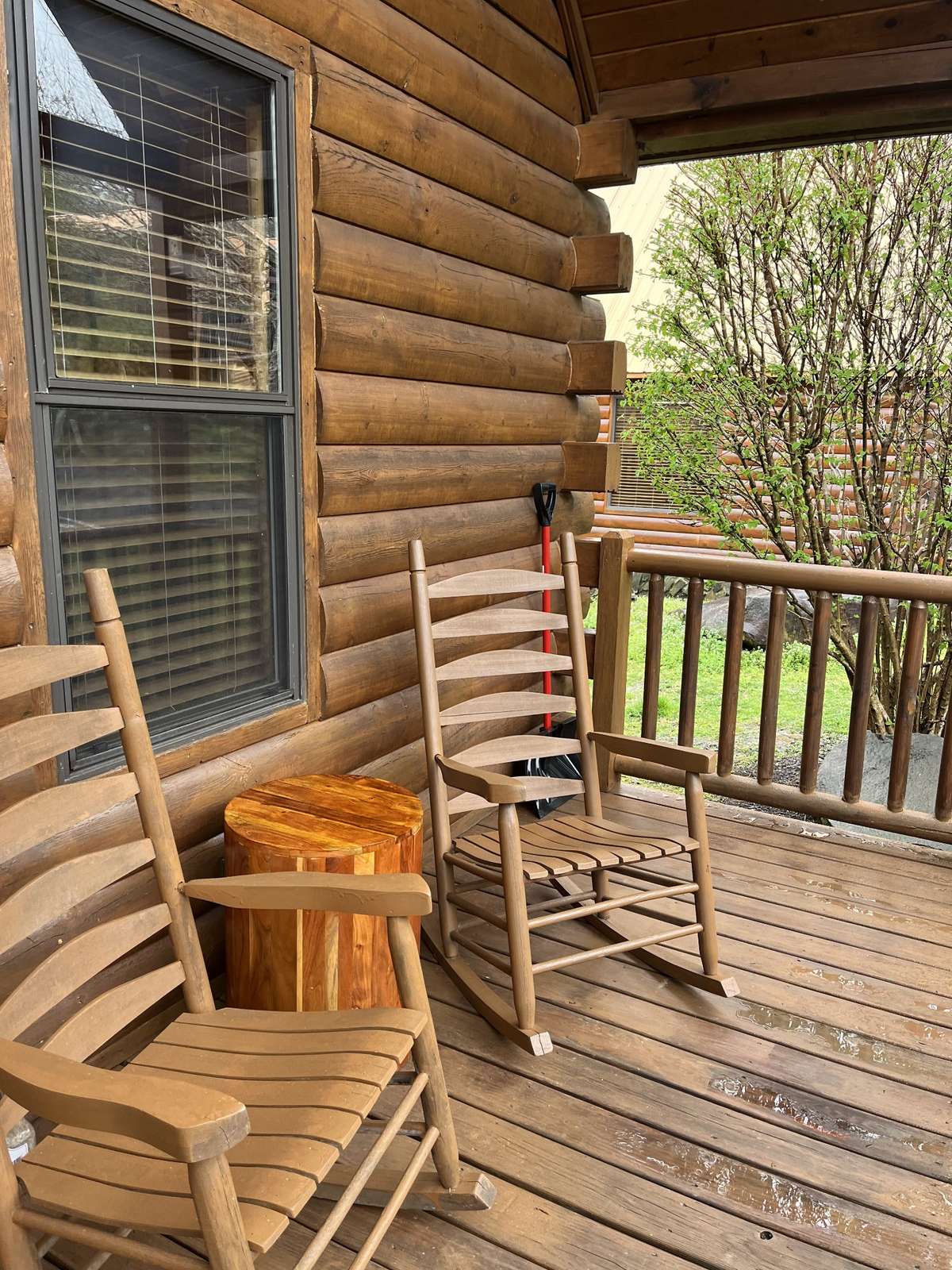 Covered front porch invites you to sip or read.