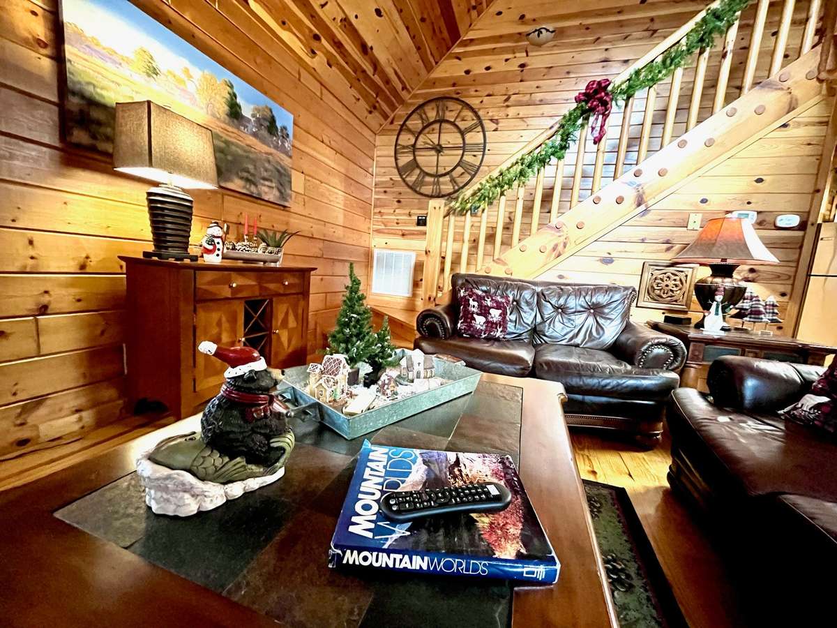 Great Room, beautiful knotty pine interior!