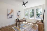 First level bedroom is set up as an office, with en suite bath.