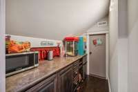 Kitchenette for theater , one of two walk in attic spaces