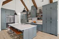 Ample storage. Large walk in pantry. Oversized double fridge. Wall oven with Advantium microwave oven combo
