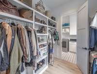 Her closet connects to the laundry room