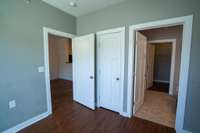 Full main bathroom with a walk-in closet.