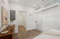 Barn door providing privacy yet easy access to main living area.