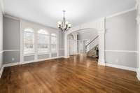 Large windows and beautiful trim in the Formal Dining room