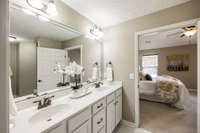 The huge walk-in closet provides abundant space for wardrobe organization.
