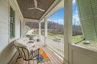 The upstairs front balcony and porch with 2 access points from the 2 front facing bedrooms.
