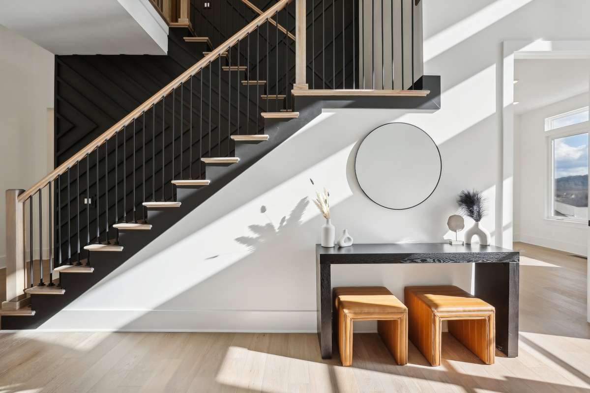 Captivating entry with custom wall
Wood treatments