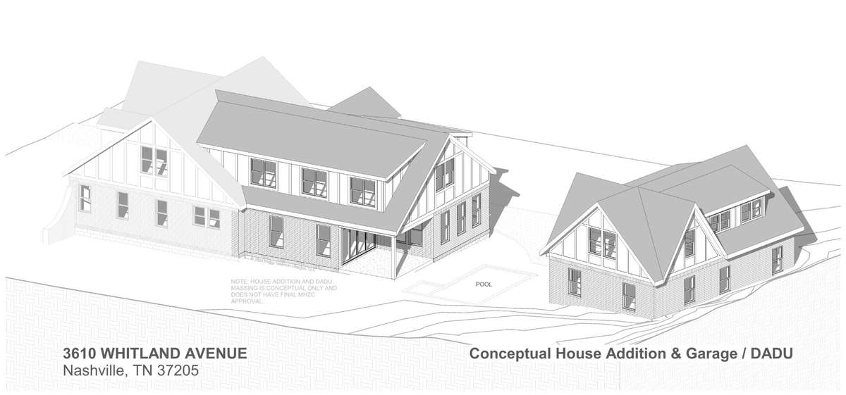 Conceptual Home Addition with Garage/DADU and Pool