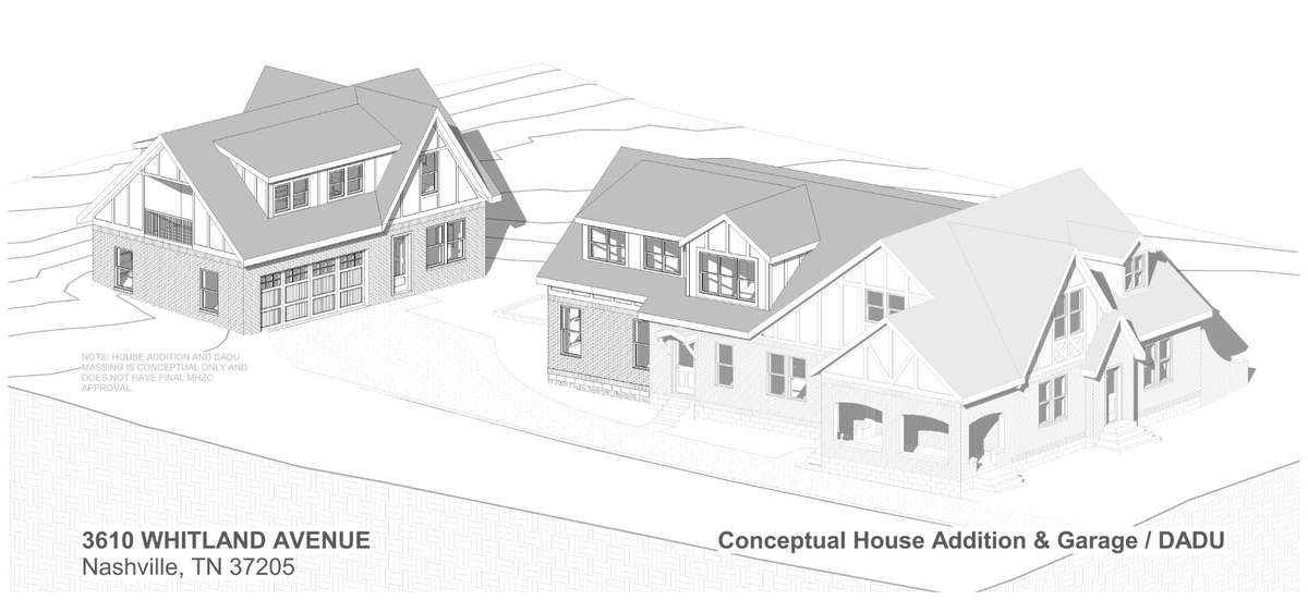 Conceptual  Rendering of a Home Addition and Garage/DADU