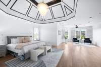 Wow!!!  This bedroom is enormous!  Plenty of room for a large sitting room.