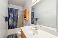 The bathroom features a convenient shower/tub combo, offering both a relaxing soak and a quick shower option. 2326 Amber Glen Dr.  Murfreesboro, TN 37128