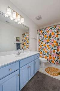 Beautifully updated second full bathroom featuring modern finishes and a fresh, clean design—perfect for family or guests!