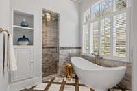 A private sanctuary with heated floors in the bath—luxury at its finest.