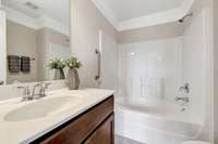 Bathroom 1 of 2 upstairs. This one has a garden style bathtub.